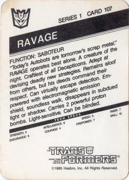 1985 Hasbro Transformers #107 Ravage Back