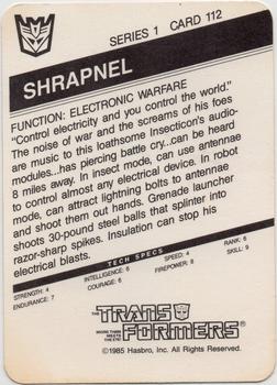 1985 Hasbro Transformers #112 Shrapnel Back