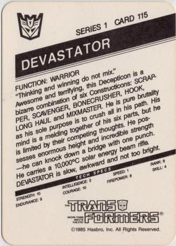 1985 Hasbro Transformers #115 Devastator Back