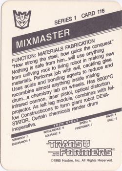 1985 Hasbro Transformers #116 Mixmaster Back