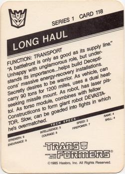 1985 Hasbro Transformers #118 Long Haul Back