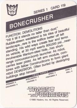 1985 Hasbro Transformers #119 Bonecrusher Back