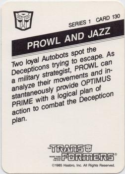 1985 Hasbro Transformers #130 Prowl and Jazz Back