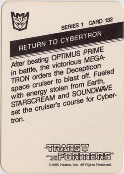 1985 Hasbro Transformers #132 Return to Cybertron Back