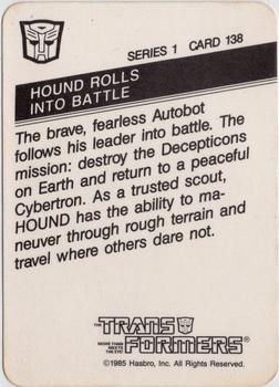 1985 Hasbro Transformers #138 Hound Rolls into Battle Back