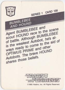 1985 Hasbro Transformers #139 Bumblebee and Hound Back