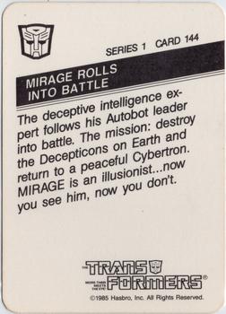 1985 Hasbro Transformers #144 Mirage Rolls into Battle Back