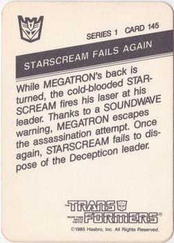 1985 Hasbro Transformers #145 Starscream Fails Again Back
