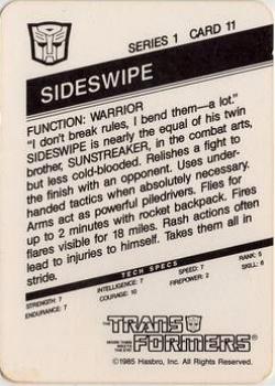 1985 Hasbro Transformers #11 Sideswipe Back