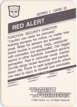 1985 Hasbro Transformers #13 Red Alert Back