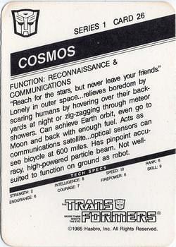 1985 Hasbro Transformers #26 Cosmos Back