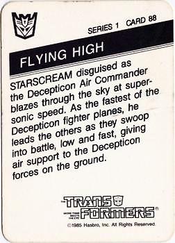1985 Hasbro Transformers #88 Flying High Back