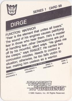 1985 Hasbro Transformers #99 Dirge Back