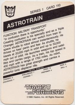 1985 Hasbro Transformers #110 Astrotrain Back