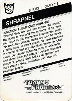 1985 Hasbro Transformers #112 Shrapnel Back
