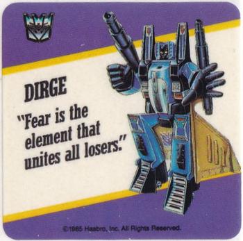 1985 Hasbro Transformers - Stickers #NNO Dirge Front