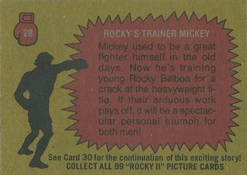1979 Topps Rocky II #28 Rocky's Trainer, Mickey Back