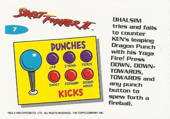 1993 Topps Street Fighter II #7 Yoga Fire??? Back