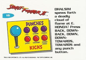 1993 Topps Street Fighter II #16 Yoga Flame! Back