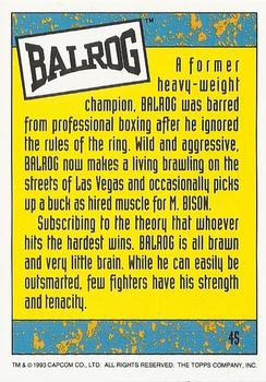 1993 Topps Street Fighter II #45 Balrog Back