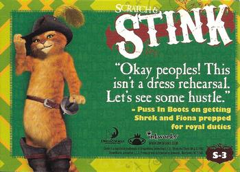 2007 Inkworks Shrek the Third - Scratch & Stink Green #S-3 Puss in Boots Back