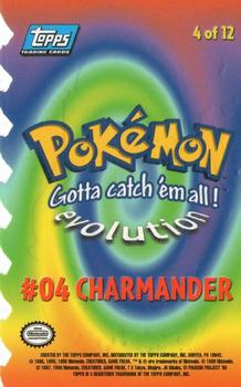 1999 Topps Pokemon the First Movie - Evolution Die Cuts (Blue Topps Logo) #4 #04 Charmander - Stage 1 Back
