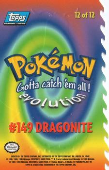 1999 Topps Pokemon the First Movie - Evolution Die Cuts (Blue Topps Logo) #12 #149 Dragonite - Stage 3 Back