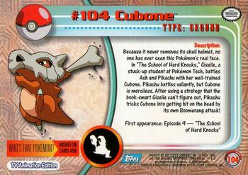 2000 Topps Pokemon TV Animation Edition Series 2 #104 Cubone Back