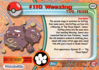 2000 Topps Pokemon TV Animation Edition Series 2 #110 Weezing Back