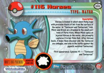 2000 Topps Pokemon TV Animation Edition Series 2 #116 Horsea Back