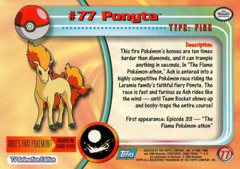 2000 Topps Pokemon TV Animation Edition Series 2 #77 Ponyta Back