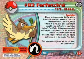 2000 Topps Pokemon TV Animation Edition Series 2 #83 Farfetch'd Back