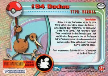 2000 Topps Pokemon TV Animation Edition Series 2 #84 Doduo Back