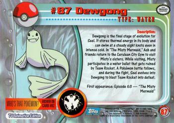 2000 Topps Pokemon TV Animation Edition Series 2 #87 Dewgong Back