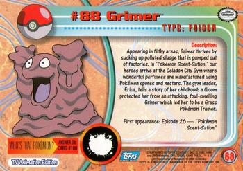 2000 Topps Pokemon TV Animation Edition Series 2 #88 Grimer Back