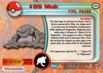 2000 Topps Pokemon TV Animation Edition Series 2 #89 Muk Back