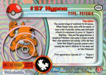 2000 Topps Pokemon TV Animation Edition Series 2 #97 Hypno Back