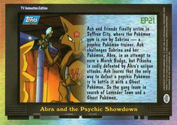 2000 Topps Pokemon TV Animation Edition Series 2 #EP21 Abra and the Psychic Showdown Back