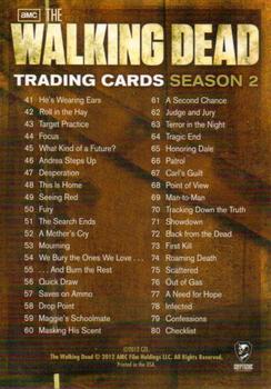 2012 Cryptozoic Walking Dead Season 2 #80 Checklist Back