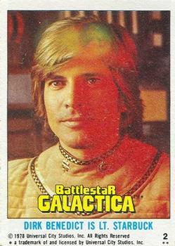 1978 Topps Battlestar Galactica #2 Dirk Benedict Is Lt. Starbuck Front