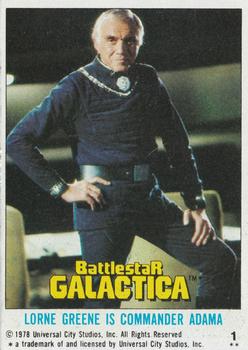 1978 Topps Battlestar Galactica #1 Lorne Greene Is Commander Adama Front