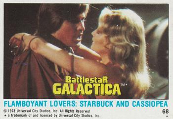 1978 Topps Battlestar Galactica #68 Flamboyant Lovers: Starbuck and Cassiopea Front