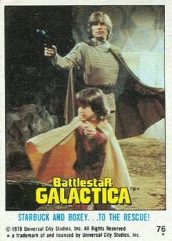 1978 Topps Battlestar Galactica #76 Starbuck and Boxey ... To the Rescue! Front