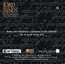 2002 Artbox Lord of the Rings Action Flipz #01 Relive the Fellowship's adventure in the ultimate tale o Back