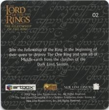2002 Artbox Lord of the Rings Action Flipz #02 Join the Fellowship of the Ring at the beginning of thei Back