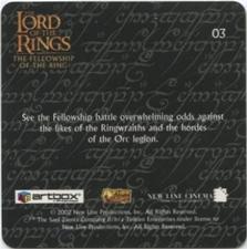 2002 Artbox Lord of the Rings Action Flipz #03 See the Fellowship battle overwhelming odds against the Back