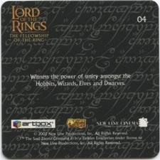 2002 Artbox Lord of the Rings Action Flipz #04 Witness the power of unity amongst the Hobbits, Wizards, Back