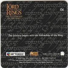 2002 Artbox Lord of the Rings Action Flipz #06 The journey begins with the Fellowship of the Ring. Back