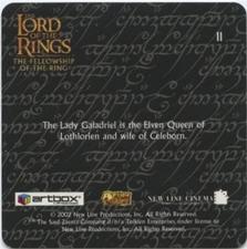 2002 Artbox Lord of the Rings Action Flipz #11 The Lady Galadriel is the Elven Queen of Lothlorien and Back