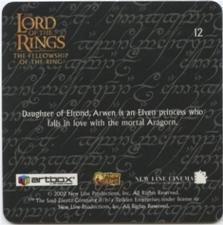2002 Artbox Lord of the Rings Action Flipz #12 Daughter of Elrond, Arwen is an Elven princess who falls Back
